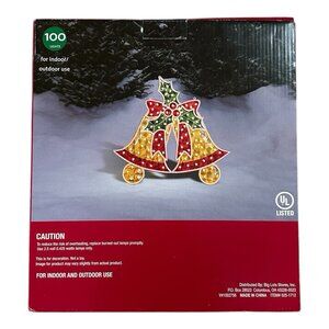 Winter Wonderland 20" Holographic Christmas Bell Holiday Window Silhouette NIB